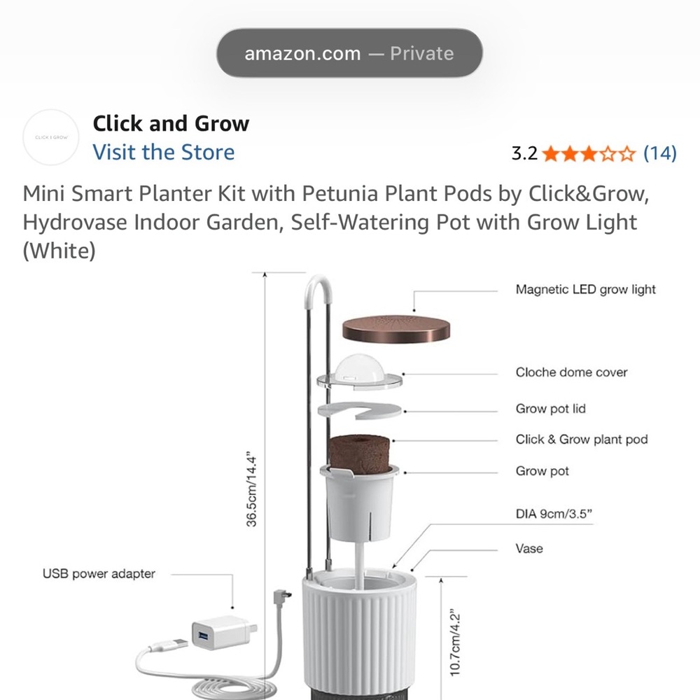 Click & Grow Mini Smart Planter Kit with Grow Light Black
